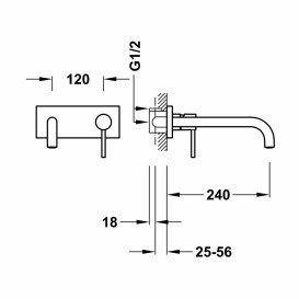 Смеситель для раковины Tres Study Exclusive настенный однорычажный бронзовый черный 26230012KMB