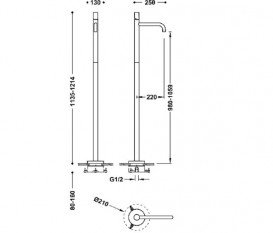 Смеситель для раковины Tres Study Exclusive напольный матовое розовое золото 26285302OPM