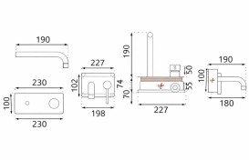 Смеситель для раковины VBI Milano Long 2 скрытого монтажа однорычажный матовое золото VBI-050112BG