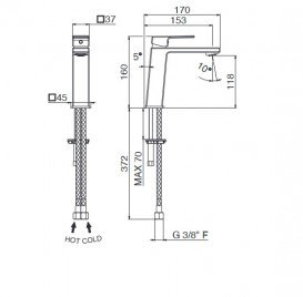 Змішувач для раковини Vema Lys одноважільний хром V25011B0010