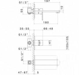 Смеситель для раковины Vema Plavis настенный однорычажный хром V01050B0010