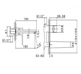 Змішувач для раковини Vema Slate настінний одноважільний хром V14050B0010