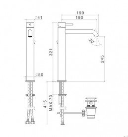 Змішувач для раковини Vema Tiber steel з донним клапаном нержавіюча сталь V17020AC001