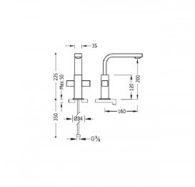 Змішувач для раковини вертикальний двухвентильний Tres Cuadro-Tres хром 108604