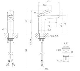 Смеситель для раковины Villeroy & Boch Antao с донным клапаном матовый черный TVW111003000K5