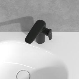 Змішувач для раковини Villeroy & Boch Antao із донним клапаном чорний матовий TVW111004000K5