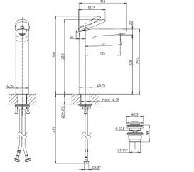 Змішувач для раковини Villeroy & Boch Antao із донним клапаном матовий чорний TVW111005000K5