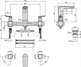 Змішувач для раковини Villeroy & Boch Antao на 3 отвори матовий чорний TVW111001000K5