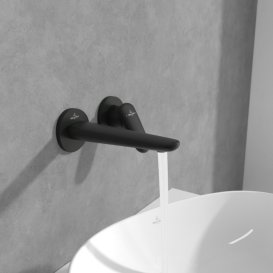 Змішувач для раковини Villeroy & Boch Antao настінний на 2 отвори матовий чорний TVW111002000K5
