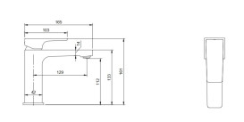 Змішувач для раковини Villeroy & Boch Architectura Square з донним клапаном хром TVW12500100061