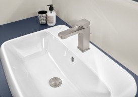 Смеситель для раковины Villeroy & Boch Architectura Square с донным клапаном матовый никель TVW12500100064