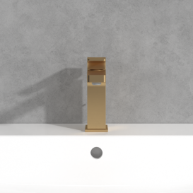 Змішувач для раковини Villeroy & Boch Architectura Square із донним клапаном матове золото TVW12500100076