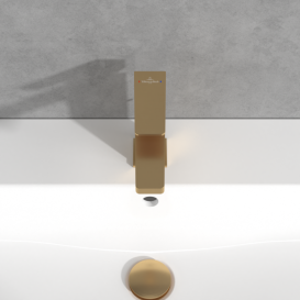 Змішувач для раковини Villeroy & Boch Architectura Square із донним клапаном матове золото TVW12500100076