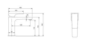 Змішувач для раковини Villeroy & Boch Architectura Square із донним клапаном матове золото TVW12500100076