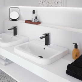 Смеситель для раковины Villeroy & Boch Architectura Square с донным клапаном матовый черный TVW125001000K5