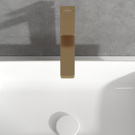 Смеситель для раковины Villeroy & Boch Architectura Square с донным клапаном матовое золото TVW12500200076