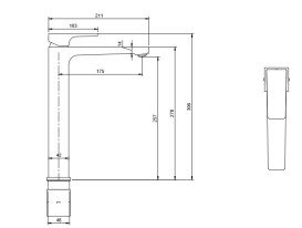 Смеситель для раковины Villeroy & Boch Architectura Square с донным клапаном матовое золото TVW12500200076