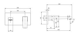 Смеситель для раковины Villeroy & Boch Architectura Square настенный однорычажный матовый никель TVW12500300064