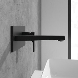 Змішувач для раковини Villeroy & Boch Architectura Square настінний одноважільний матовий чорний TVW125003000K5