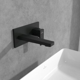 Змішувач для раковини Villeroy & Boch Architectura Square настінний одноважільний матовий чорний TVW125003000K5