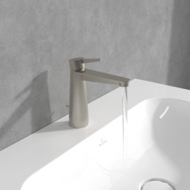 Змішувач для раковини Villeroy & Boch Conum із донним клапаном матовий нікель TVW12700300064