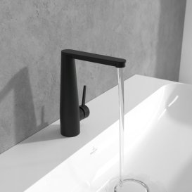 Смеситель для раковины Villeroy & Boch Conum с донным клапаном матовый черный TVW127004000K5