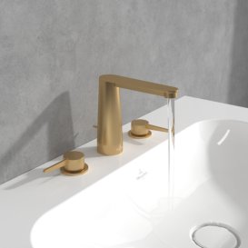 Смеситель для раковины Villeroy & Boch Conum на 3 отверстия матовое золото TVW12700100076