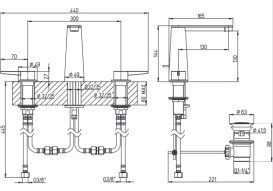 Смеситель для раковины Villeroy & Boch Conum на 3 отверстия матовый черный TVW127001000K5