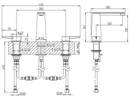 Смеситель для раковины Villeroy & Boch Conum на 3 отверстия матовый черный TVW127001001K5