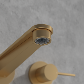 Смеситель для раковины Villeroy & Boch Conum настенный на 3 отверстия матовое золото TVW12700200076