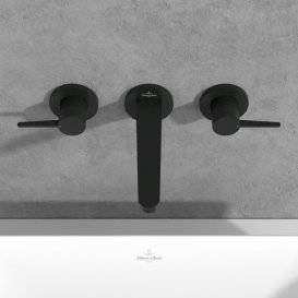 Змішувач для раковини Villeroy & Boch Conum настінний на 3 отвори матовий чорний TVW127002000K5