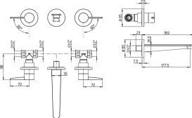 Змішувач для раковини Villeroy & Boch Conum настінний на 3 отвори матовий чорний TVW127002000K5