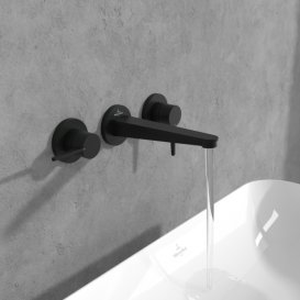 Змішувач для раковини Villeroy & Boch Conum настінний на 3 отвори матовий чорний TVW127002000K5