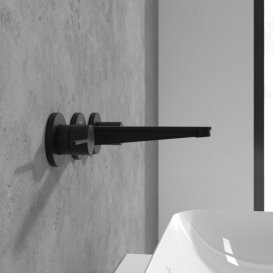 Смеситель для раковины Villeroy & Boch Conum настенный на 3 отверстия матовый черный TVW127002000K5