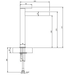Змішувач для раковини Villeroy & Boch Dawn одноважільний матовий чорний TVW106106151K5