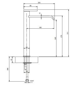 Смеситель для раковины Villeroy & Boch Dawn однорычажный матовый черный TVW106106152K5