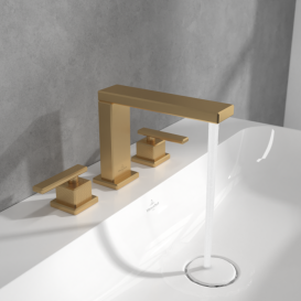 Смеситель для раковины Villeroy & Boch Mettlach на 3 отверстия матовое золото TVW12600200076