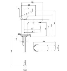 Смеситель для раковины Villeroy & Boch O.novo однорычажный хром TVW10400300161