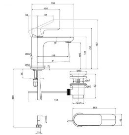 Смеситель для раковины Villeroy & Boch O.novo с донным клапаном хром TVW10400400061
