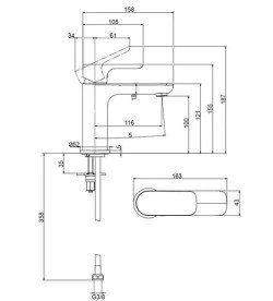 Змішувач для раковини Villeroy & Boch O.novo одноважільний хром TVW10400400161