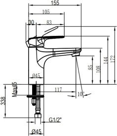 Змішувач для раковини Villeroy & Boch O.novo одноважільний хром TVW10510311061