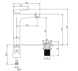 Змішувач для раковини Villeroy & Boch O.novo з донним клапаном хром TVW10510511061