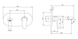Змішувач для раковини Villeroy & Boch O.novo настінний одноважільний хром TVW10511211061