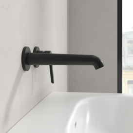 Змішувач для раковини Villeroy & Boch Skyla настінний на 2 отвори матовий чорний TVW116001000K5