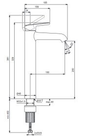 Змішувач для раковини Villeroy & Boch Skyla одноважільний матовий чорний TVW116003000K5
