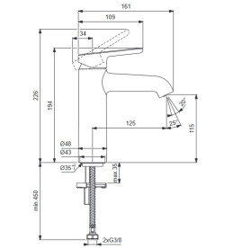 Змішувач для раковини Villeroy & Boch Skyla одноважільний матовий чорний TVW116004000K5