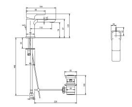 Смеситель для раковины Villeroy & Boch Subway 3.0 с донным клапаном матовый черный TVW112001000K5