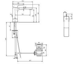 Змішувач для раковини Villeroy & Boch Subway 3.0 із донним клапаном матовий чорний TVW112002000K5