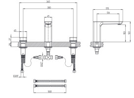 Змішувач для раковини Villeroy & Boch Subway 3.0 на 3 отвори матовий нікель TVW11200500064
