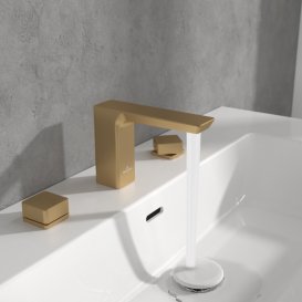 Змішувач для раковини Villeroy & Boch Subway 3.0 на 3 отвори матове золото TVW11200500076